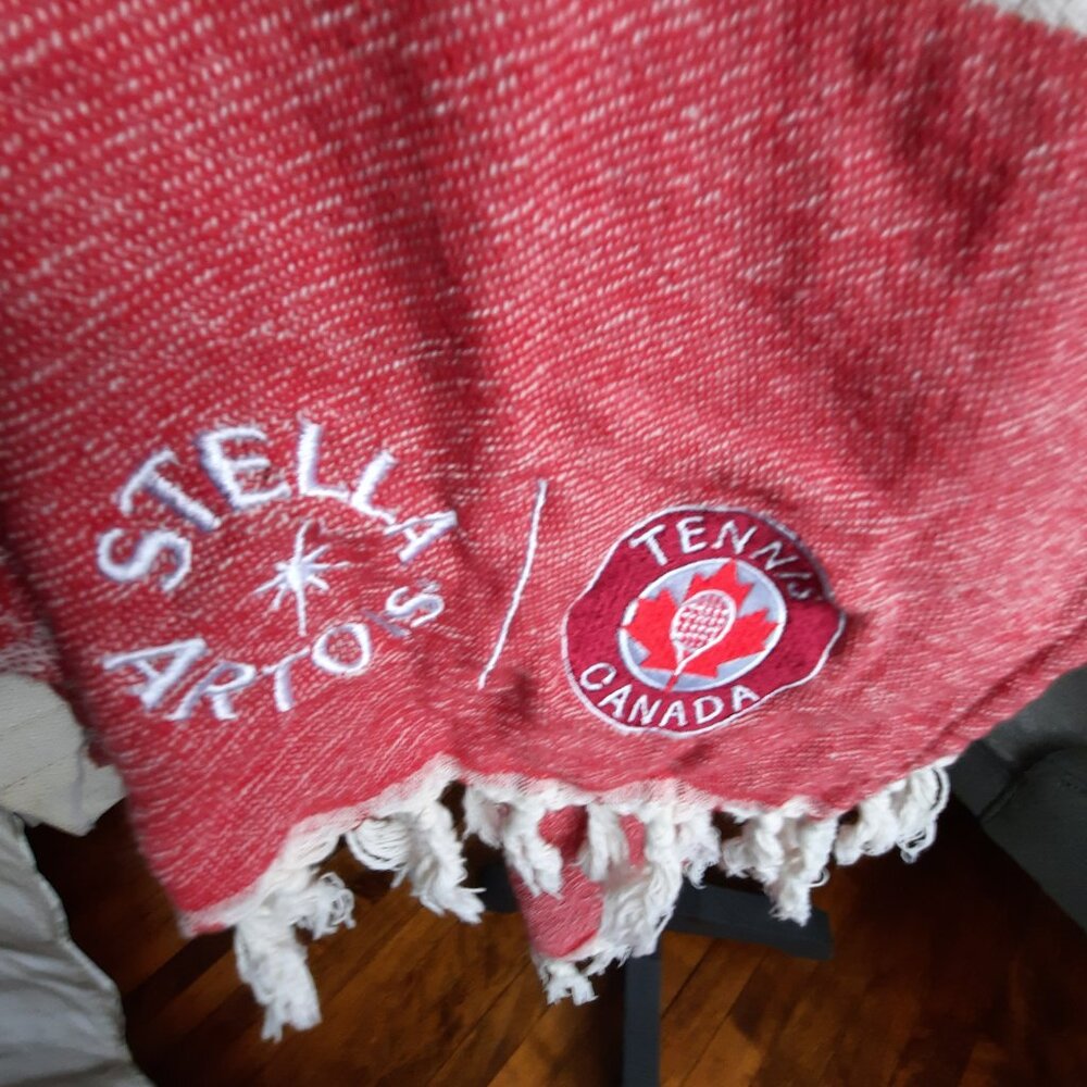 Stella Artois promotional tennis towel for Tennis Canada 90% cotton, fringed